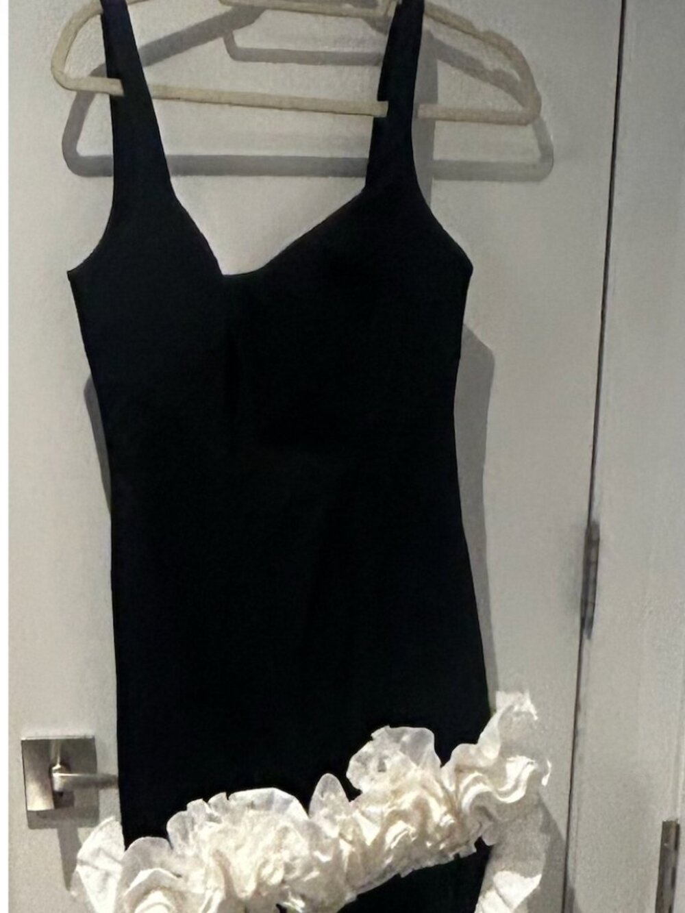 Wisteria Gown in Black with dramatic white ruffle - Picture 4 of 6